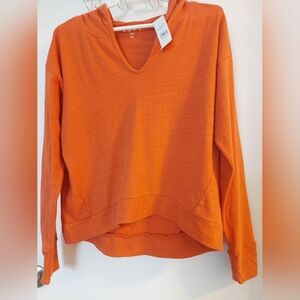 LOFT Vibrant Orange Hoodie Sweatshirt